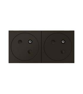 Double prise 2P+T Surface Mosaic Link raccordement latéral 4 modules - noir mat