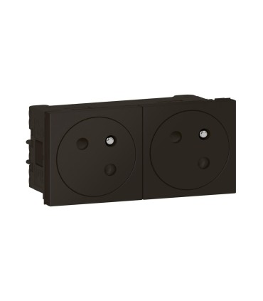 Double prise 2P+T Surface Mosaic Link raccordement latéral 4 modules - noir mat