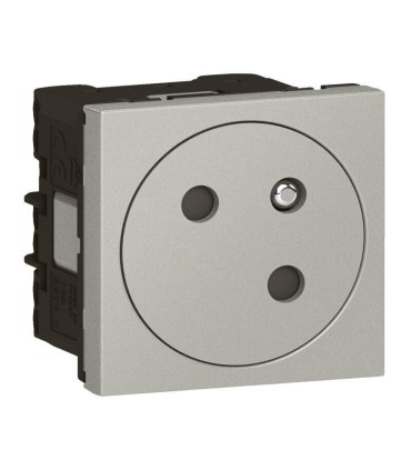 Prise 2P+T Mosaic Surface Link raccordement latéral 2 modules alu