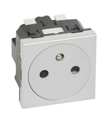 Prise Surface Mosaic 2P+T, 2 modules avec connexion bornes automatiques alu