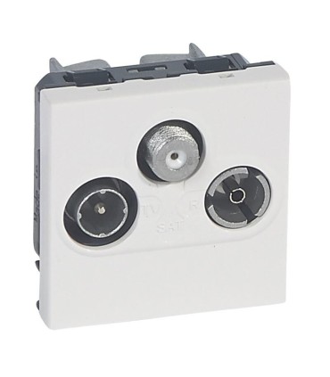 Prise TV-R-SAT Mosaic FM et DAB+ 2 modules alu