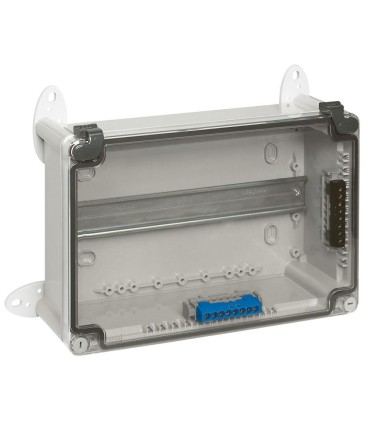 Boîtier industriel plastique IP55 IK07 180x140x86mm avec couvercle transparent RAL7035