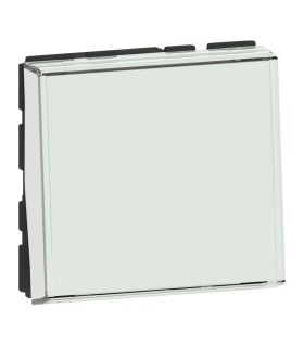 Poussoir inverseur antimicrobien porte-étiquette Mosaic Easy-Led 6A 250V 2 modules blanc