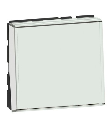 Poussoir inverseur antimicrobien porte-étiquette Mosaic Easy-Led 6A 250V 2 modules blanc