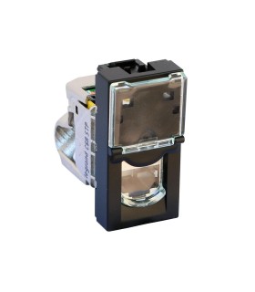 Prise Mosaic RJ45 catégorie 6A STP 1 module noir mat