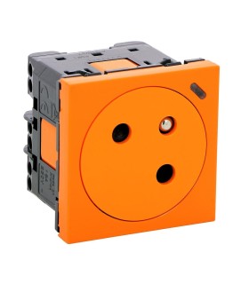 Prise Mosaic Surface 2P+T Link Orange à voyant antimicrobien