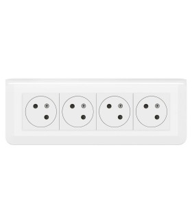 4x2P+T Surface Mosaic Link à 45° précâblée + plaque + boite à encastrer blanc