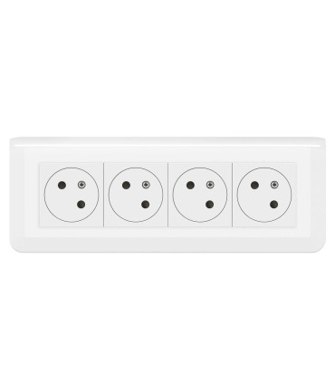 4x2P+T Surface Mosaic Link à 45° précâblée + plaque + boite à encastrer blanc