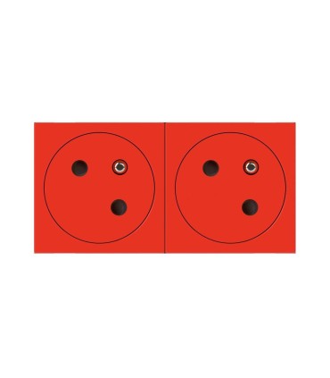 Prise Surface Mosaic 2x2P+T Link à raccordement latéral 4 modules rouge