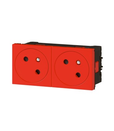 Prise Surface Mosaic 2x2P+T Link à raccordement latéral 4 modules rouge