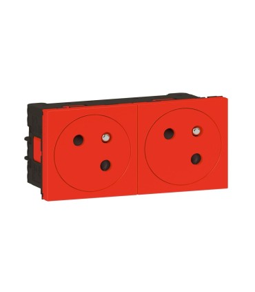 Prise Surface Mosaic 2x2P+T Link à raccordement latéral 4 modules rouge