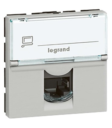 RJ45 catégorie 6 FTP Mosaic inclinée à 90°  2 modules - ALU