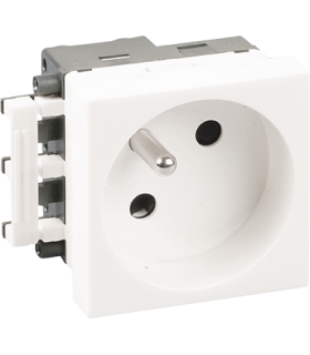 Prise 2 postes + T blanche extrémité de goulotte