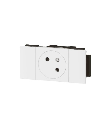 Prise 2P+T Surface Soluclip pour goulotte Mosaic à clippage direct 2 modules blanc