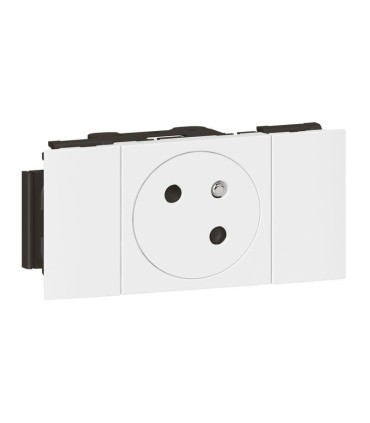 Prise 2P+T Surface Soluclip pour goulotte Mosaic à clippage direct 2 modules blanc