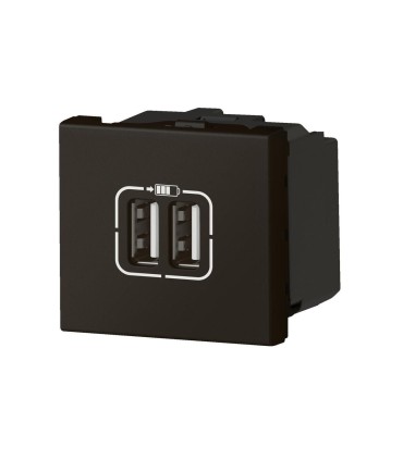 Chargeur 2 USB Type-A 2,4A 5V 12W Mosaic 2 modules 230V noir mat