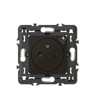 Prise 2P+T Surface avec chargeur USB Type-C Mosaic 2 modules avec support noir