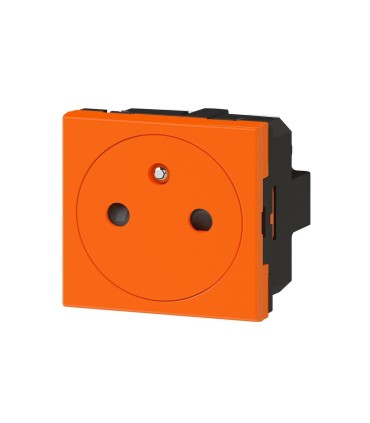 Prise 2P+T Surface Mosaic 2 modules connexion bornes auto-orange antimicrobien