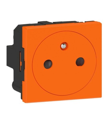 Prise 2P+T Surface Mosaic 2 modules connexion bornes auto-orange antimicrobien