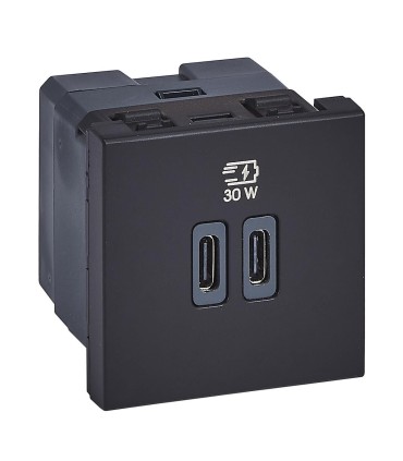Chargeur 2 USB Type-C et Type-C Power Delivery Mosaic Noir