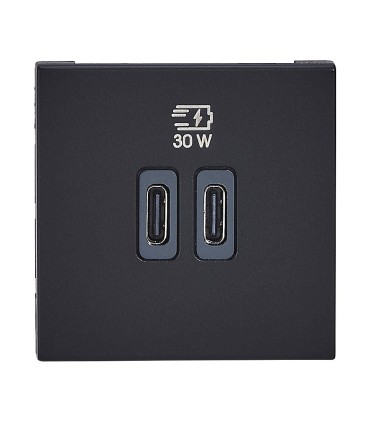 Chargeur 2 USB Type-C et Type-C Power Delivery Mosaic Noir