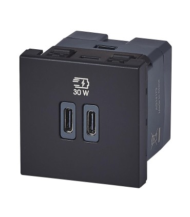 Chargeur 2 USB Type-C et Type-C Power Delivery Mosaic Noir