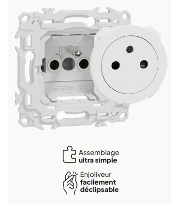 Odace 2025 Prise 2P+T blanche affleurante