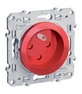 Odace, prise 2P+T Rouge, à détrompage, connexion rapide