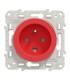 Odace, prise 2P+T Rouge, à détrompage, connexion rapide
