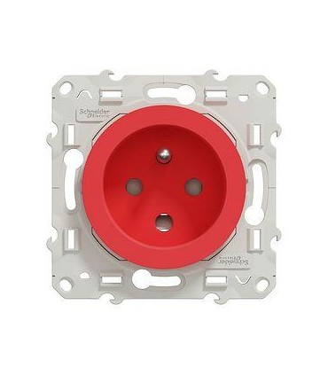 Odace, prise 2P+T Rouge, à détrompage, connexion rapide