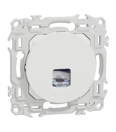 Prise RJ45 Cat6 STP blindée Odace 2025 blanche