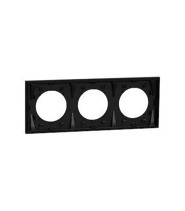 Plaque Odace 2025 Noir Onyx 3 postes entraxe 57mm