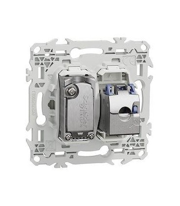 Prise RJ45 Cat6 + prise TV blanc Odace 2025