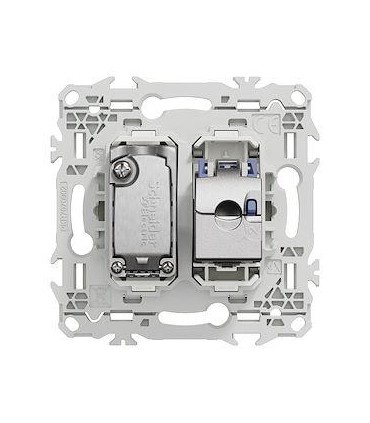 Prise RJ45 Cat6 + prise TV noir Odace 2025