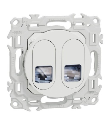 Double RJ45 Cat6 STP Odace 2025 blanche