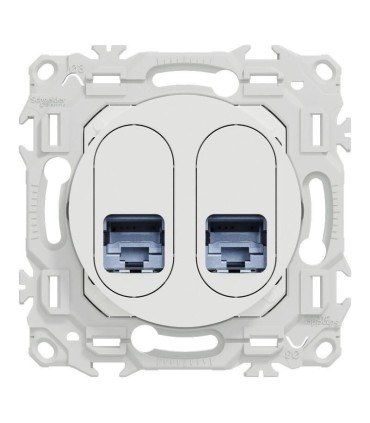 Double RJ45 Cat6 STP Odace 2025 blanche