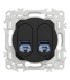 Prise double RJ45 Cat6 STP noire Odace 2025