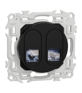 Prise double RJ45 Cat6A STP Odace 2025 compatible grade 3 noire