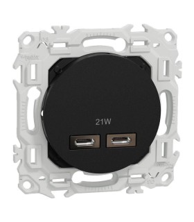 Double chargeur USB-C Odace 2025 noir