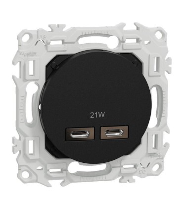 Double chargeur USB-C Odace 2025 noir