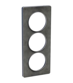 Odace Touch, plaque Ardoise avec liseré Alu 3 postes verticaux entraxe 57mm