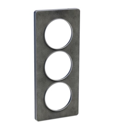 Odace Touch, plaque Ardoise avec liseré Alu 3 postes verticaux entraxe 57mm