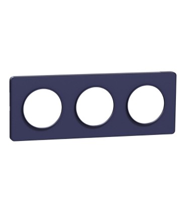 Odace Touch 2011, plaque 3 postes horiz. ou vert. entraxe 71mm bleu Cobalt