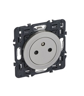 Prise Surface 2P+Terre bornes automatiques avec support et enjoliveur titane