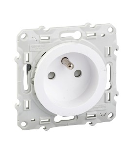 Prise de courant 2P+T Renovation Blanc Schneider Electric Odace à connexion rapide