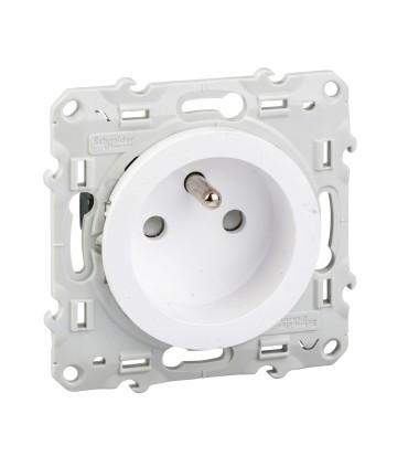 Prise de courant 2P+T Renovation Blanc Schneider Electric Odace à connexion rapide