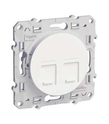 Prise Double RJ45 Multimedia Grade 3 cat6 STP Odace Schneider Electric  Blanc