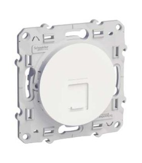 Prise RJ45 Odace Schneider Electric, Grade 1 téléphone et informatique, Blanc