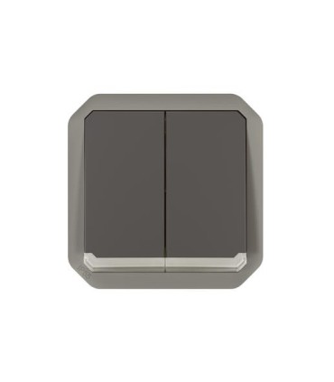 Commande double interrupteur ou poussoir lumineux Plexo composable anthracite / Legrand