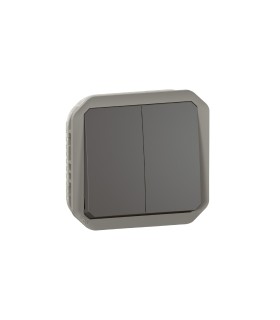 Commande double interrupteur ou poussoir Plexo composable anthracite / Legrand